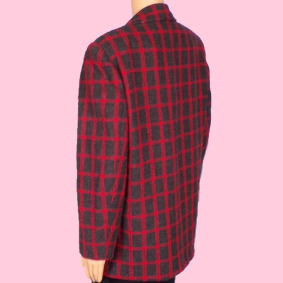 CROSS COUNTRY FASHIONS size 12P black/red plaid blazer acrylic/wool/polyester - Picture 8 of 14